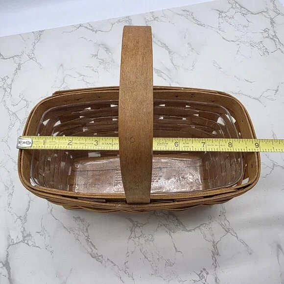 Longaberger Basket 2000 Rectangle Woven Wood with Handle Protector USA - Picture 5 of 6